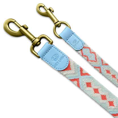 Hundeleine Premium 3fach verstellbar Coral/Blau
