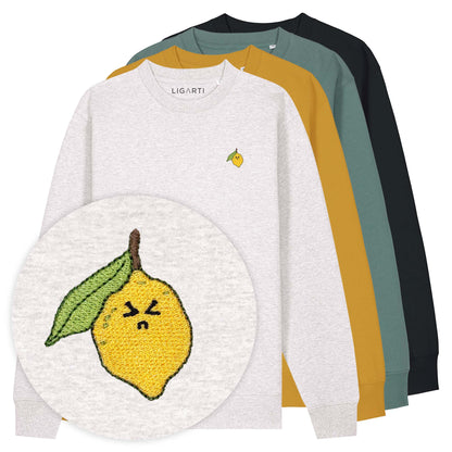 Bestickter Pullover Zitrone | Schwarz