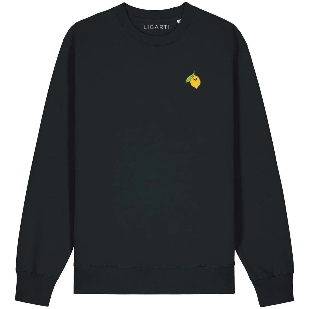 Bestickter Pullover Zitrone | Schwarz
