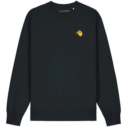 Bestickter Pullover Zitrone | Schwarz