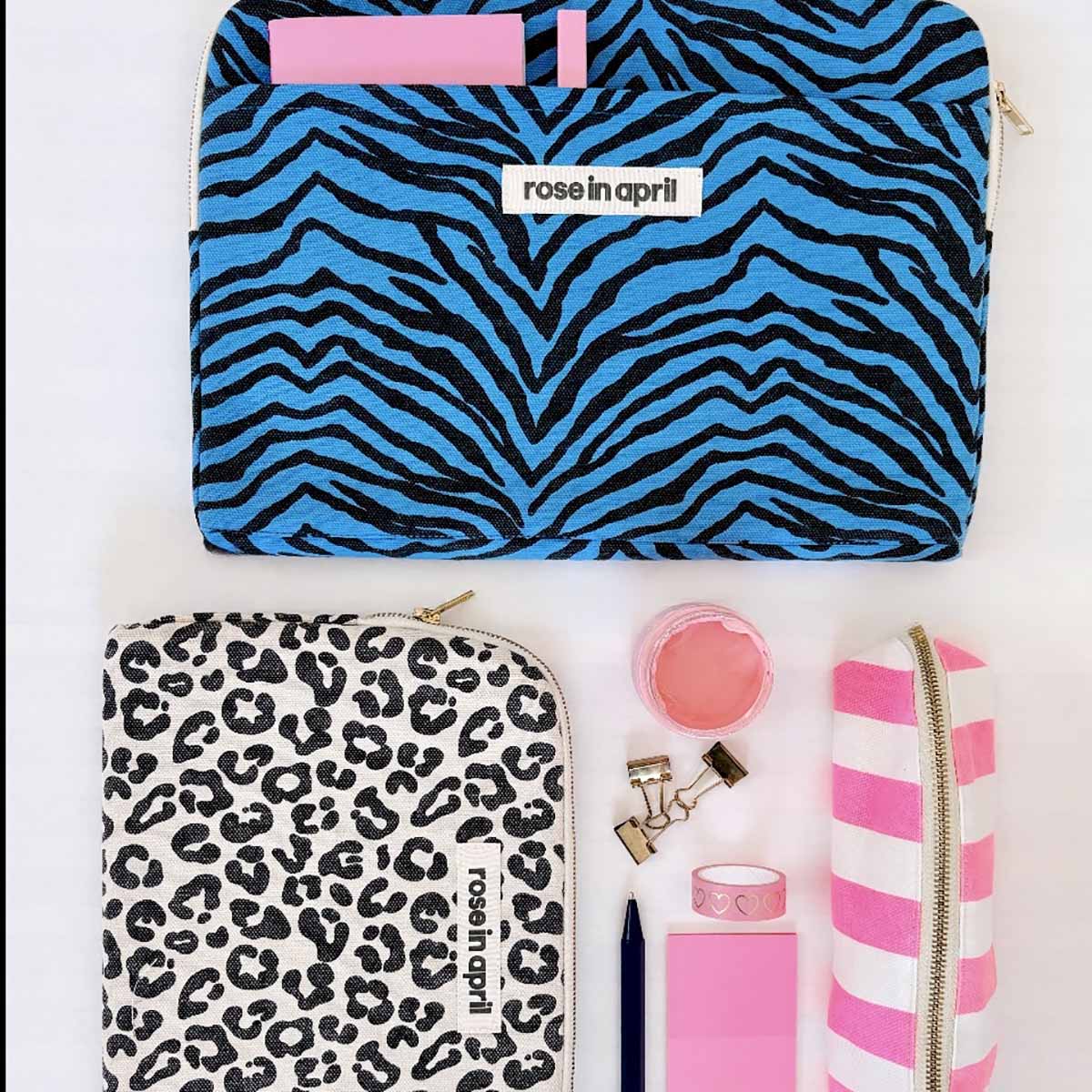 Etui GASTON weiß/neonpink gestreift