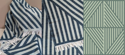 Wolldecke/Kuscheldecke FRANK Petrol/Sage