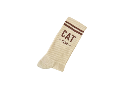 Beige Cat Club Socke von PEGADA SOCKS mit braunen Details