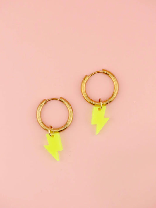 Neongelbe Blitz Creolen