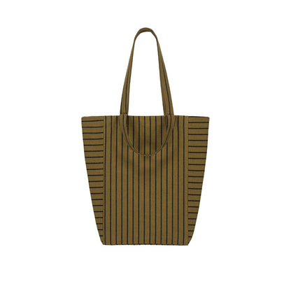 Baumwoll-Shopper ELISABETH im Tennis-Design in Schwarz/Oliv