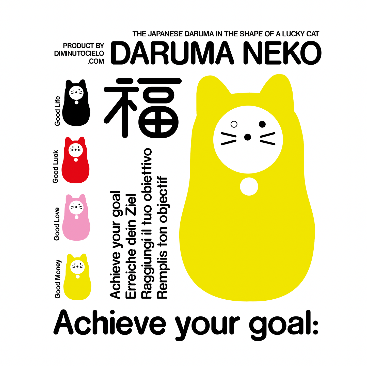 Daruma-Neko | Schwarz (Gutes Leben)