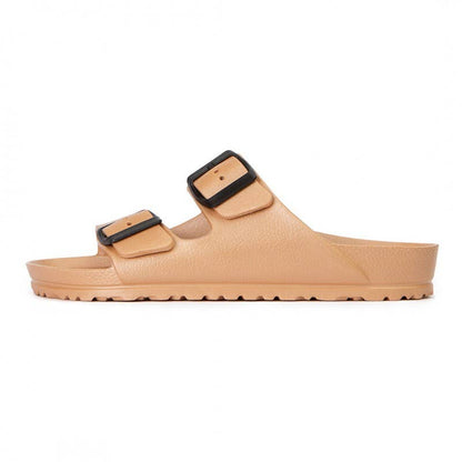 Sandale New Coachella Nude/Beige mit schwarzen Schnallen