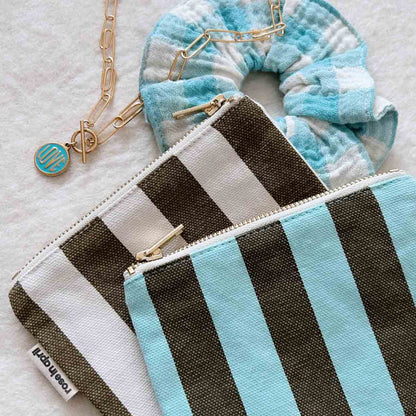 Pouch MARIE gestreift Olivgrün/Greige