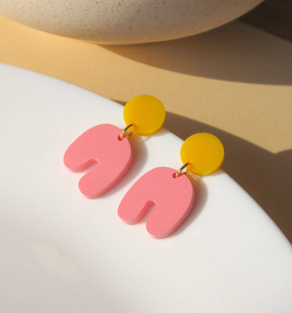 Arch Bogen Ohrringe Squishy Goldgelb/Erdbeer