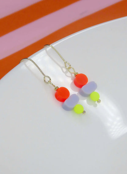 Color Treats Ohrringe in Neonorange/Flieder/Neongelb