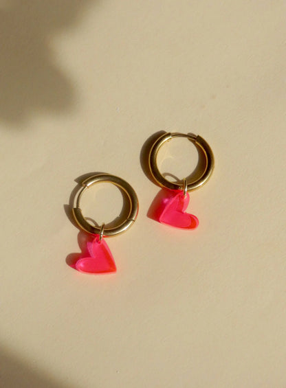 Pink Neon Herz Creolen