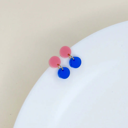 Dotty Acryl Ohrringe in Rosa/Tiefblau