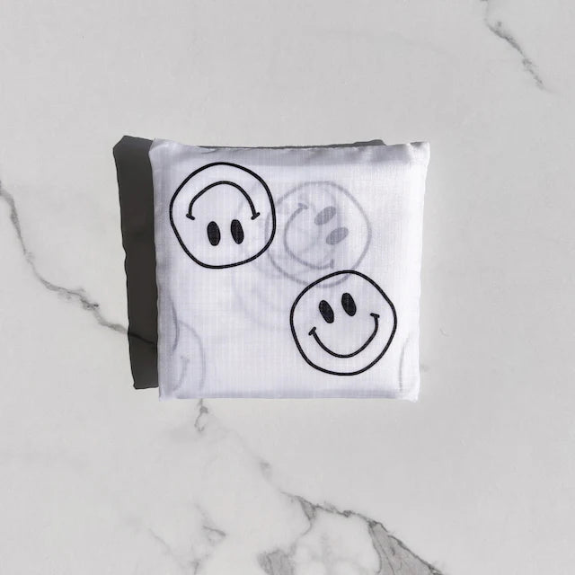 Shopping Bag Smiley Weiß/Schwarz