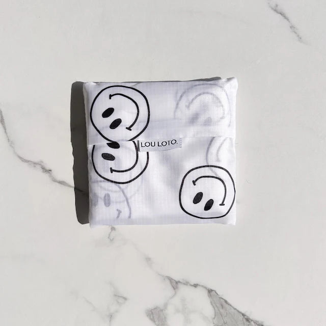 Shopping Bag Smiley Weiß/Schwarz