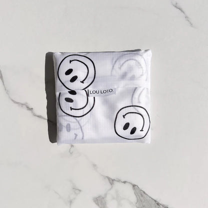 Shopping Bag Smiley Weiß/Schwarz