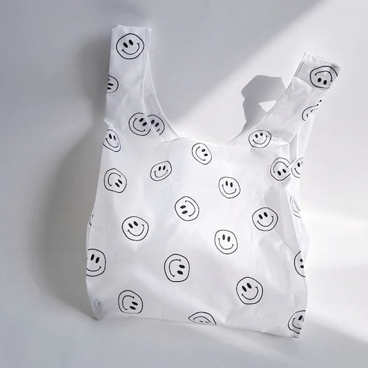 Shopping Bag Smiley Weiß/Schwarz