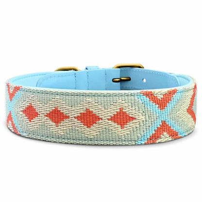 Premium Hundehalsband Gepolstert | Coral/Blau