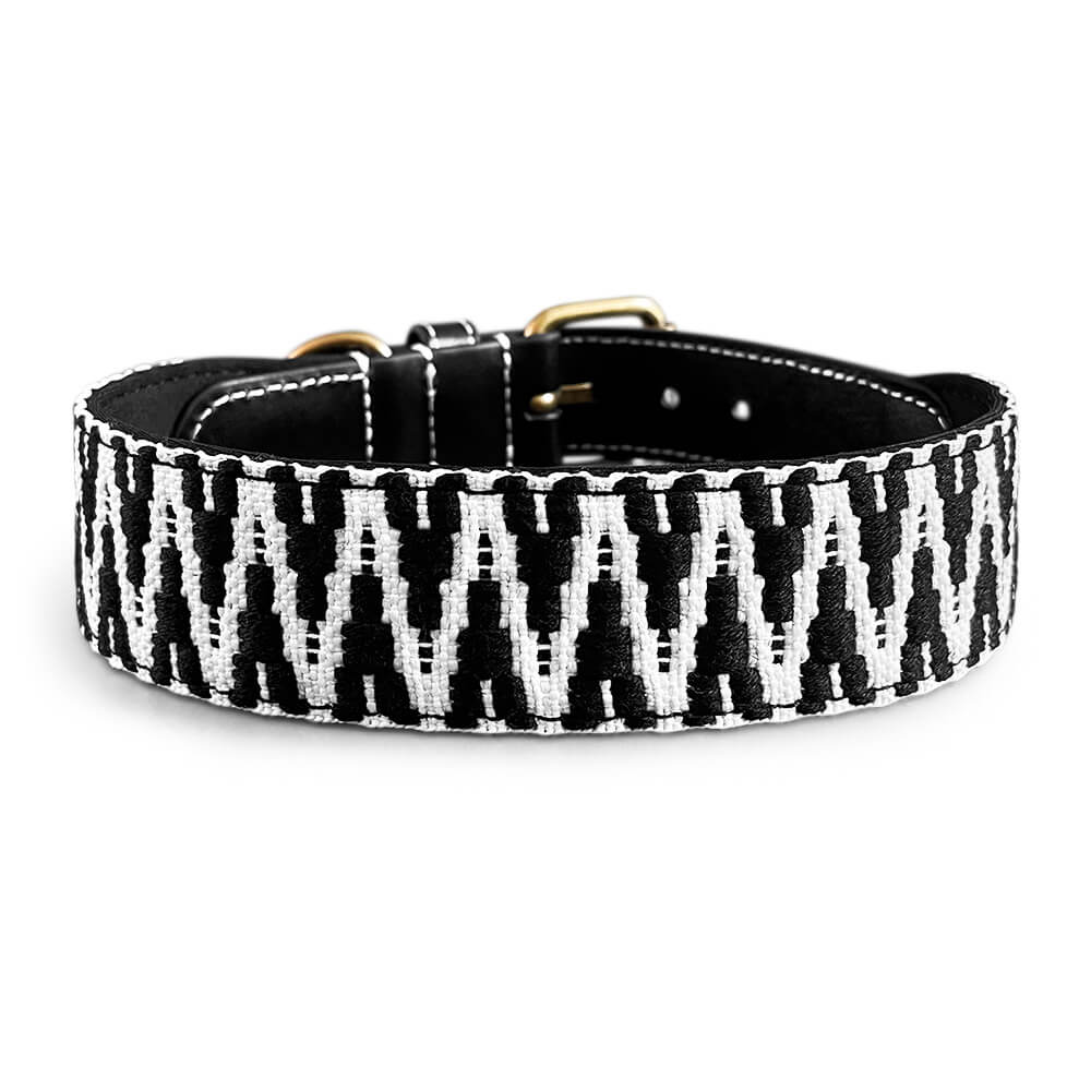 Premium Hundehalsband Gepolstert | Schwarz/Weiß