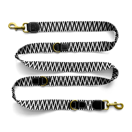 Hundeleine Premium 3fach verstellbar Schwarz/Weiß