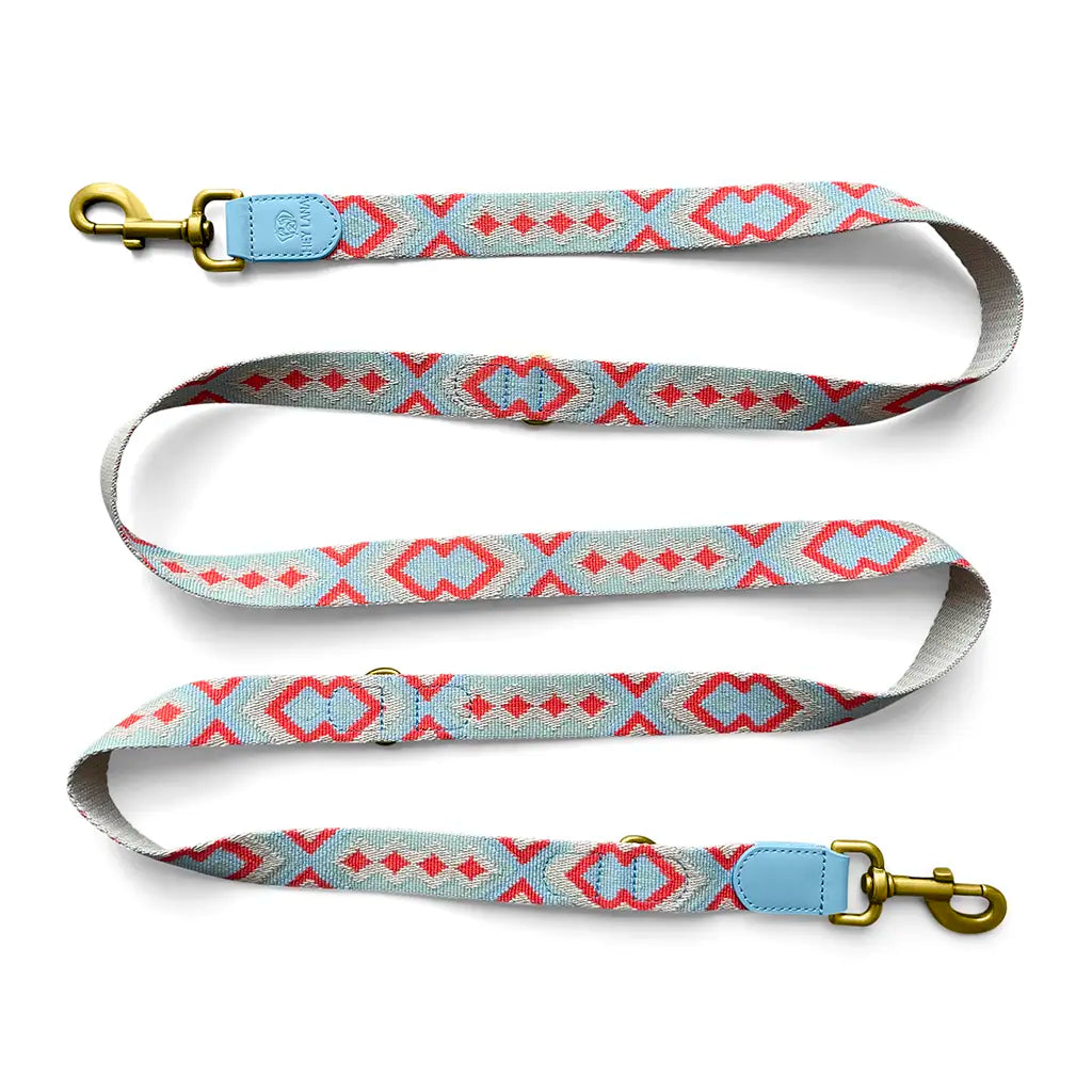 Hundeleine Premium 3fach verstellbar Coral/Blau