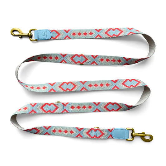 Hundeleine Premium 3fach verstellbar Coral/Blau