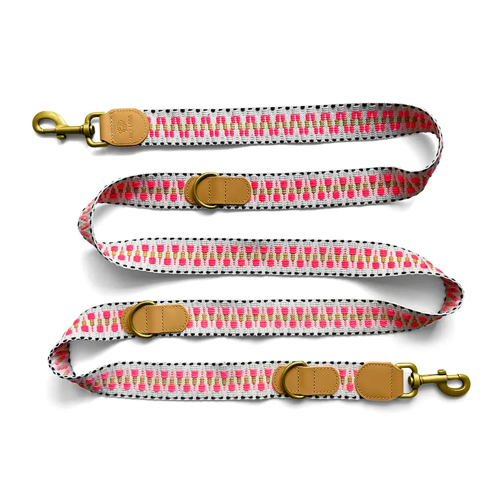Hundeleine Premium 3fach verstellbar Pink/Beige
